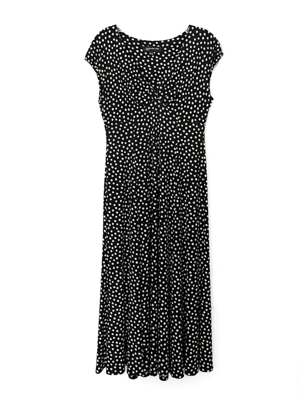 ⚪️ Jones New York Navy and White Polka Dot V-Neck Midi Dress ⚪️